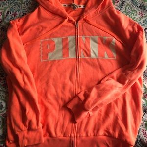 Neon orange PINK by VS zip-up hoodie